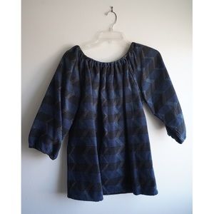 Ace & Jig Lucia Blouse in black/blue geometric pattern. Size XS.